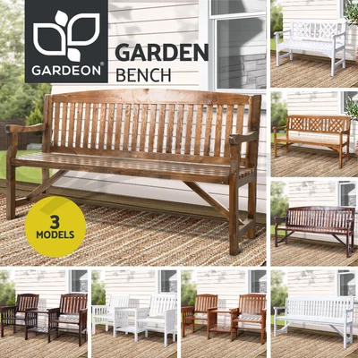 $179.95 • Buy Gardeon Wooden Garden Bench 3 Seat Outdoor Chair Table Loveseat Patio Furniture