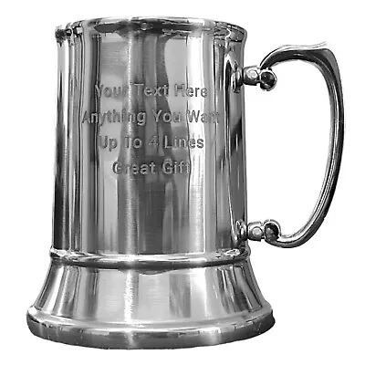 Personalised Engraved Stainless Steel 470ml  Tankard Any Text You Want • £14.99