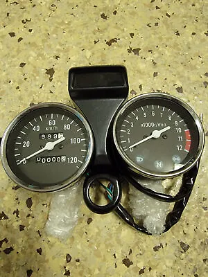 Black Speedometer Gauge 0-120 MPH Odometer 0-12 RPM In Stock! • $79.99