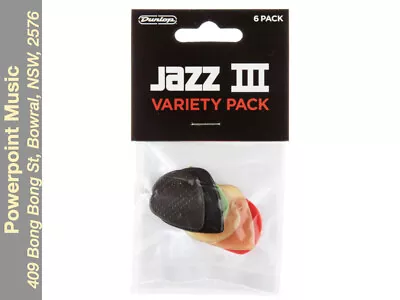$7.95 • Buy Jim Dunlop JAZZ III Variety Pick Pack QTY 6