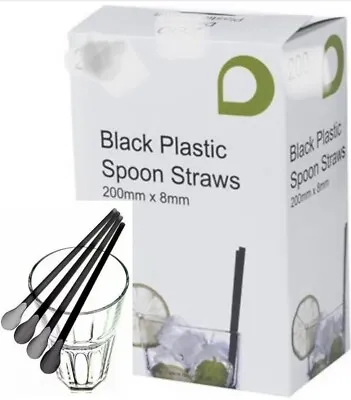 1000 Black Spoon Straws Drinking Straws For Slush Smoothies & Milkshakes 8mm • £19.99
