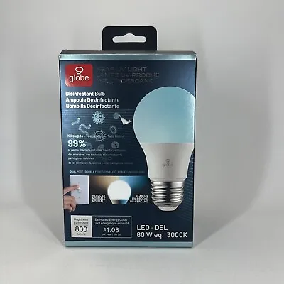 Globe Near-UV LED Light Disinfection Bulb White 60 Watt 25000 Hours 800 Lumens • $9.99