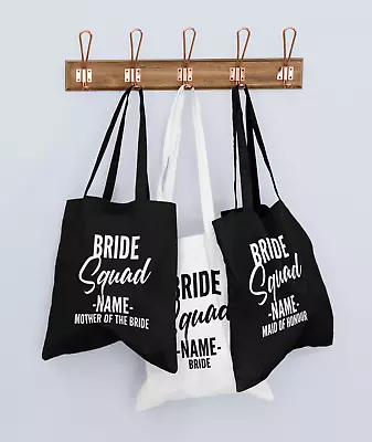 £7.70 • Buy Bridal Party Bride Squad Personalised Tote Bag Hen Party Bachelorette Bride Name