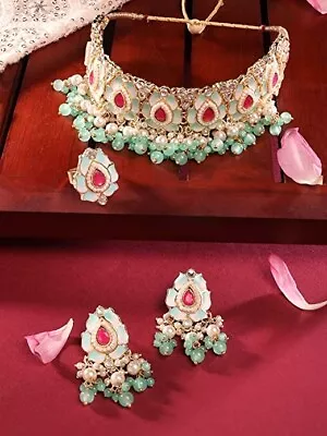 Jewelry Set Kundan Meenakari Necklace Indian Bollywood Gold Plated Bridal Pearl • $34.81
