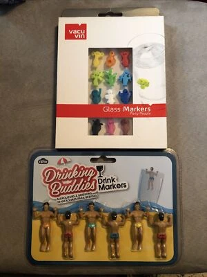 $15 • Buy Glass Markers Lot Of 2 Party People And Drinking Buddies