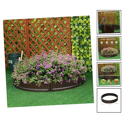 123x123x21cm Raise Garden Bed Round Planter Box Above Ground Easy Asse...[BROWN] • £57.25