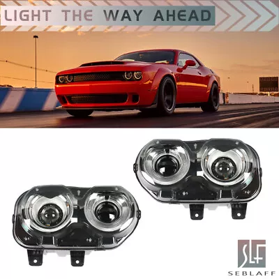 For 2015-2018 Dodge Challenger Headlights With LED DRL Black Housing Right&Left • $194.99