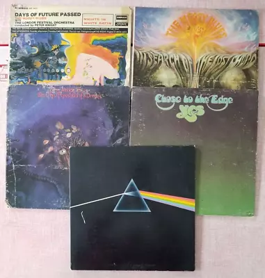 Lot Of 5 ROCK Original Vinyl LP Records ~ Moody Blues Pink Floyd Yes • $22