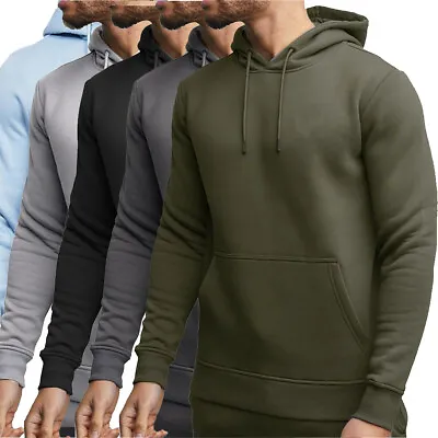 Mens Pullover Hoodie Hooded Sweatshirt Fleece Top Plain Hoody Jumper S - 5XL • £9.99