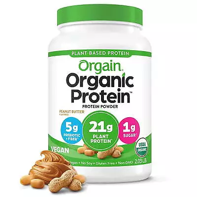 Orgain Organic Vegan 21g Protein Powder Plant Based Peanut Butter 2.03lb Health • $25.37