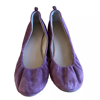 J Crew Anya Women's Size 6 Ballet Flats Suede Purple Plum Slip On • $25