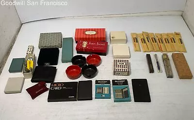 Vintage Junk Drawer Lot Assorted Lighters Ashtrays Calculators Kikkoman Coin • $29.99