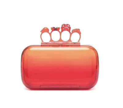 $2390 Alexander McQueen Women's Red Acrylic Skull Knuckle Handbag Box Clutch Bag • $325