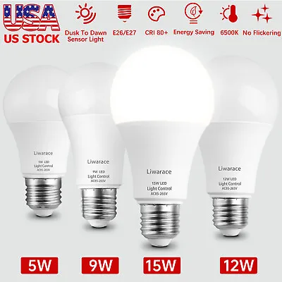 LED Dusk To Dawn Light Bulbs 6500K Daylight Outdoor Automatic On/Off Sensor Bulb • $12.95