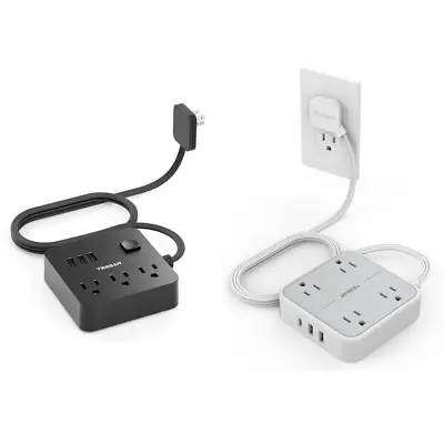 Ultra Thin Flat Plug Power Strip With Multi Outlet 3 USB Port 5FT Extension Cord • $18.99