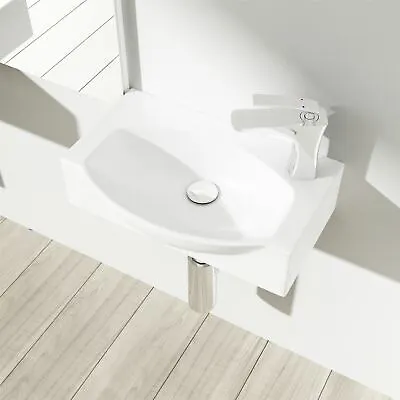 £43.99 • Buy Cloakroom Wash Basin Sink Ceramic Wall Hung Compect Corner Tap Hole 280x405mm