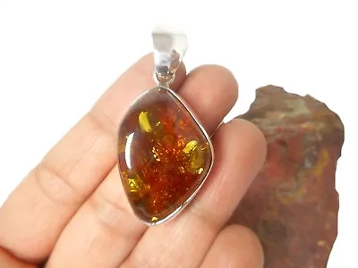 AMBER  Sterling  Silver  925  Gemstone  PENDANT   -  Gift Boxed! • £74.99