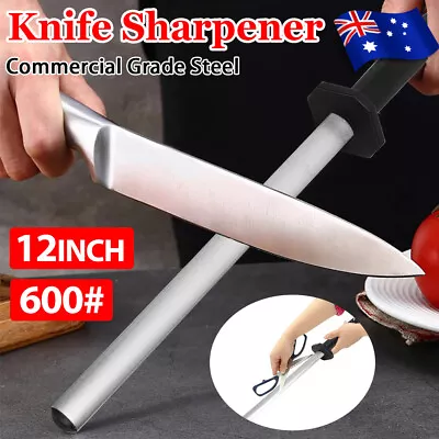 600# Grit Knife Sharpener Rod Diamond Steel Sharpner 12  Handheld Sharpening Rod • $18.95