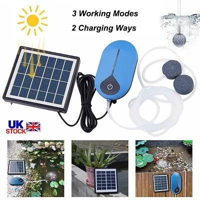 £23.59 • Buy Solar Aerator Air Pump/Oxygenator With 2 Air Bubble Stones For Fish Tank Pond