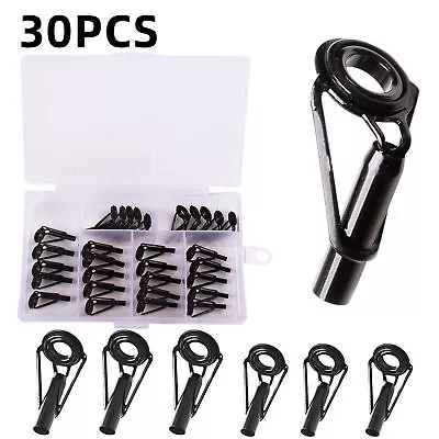 30pcs Fishing Rod Tips Stainless Steel Ceramic  Guide Replacement T5K5 • $10.12