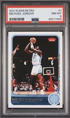 Michael Jordan PSA 8 2011 Fleer Retro #1 North Carolina Tarheels Chicago Bulls • $24.99