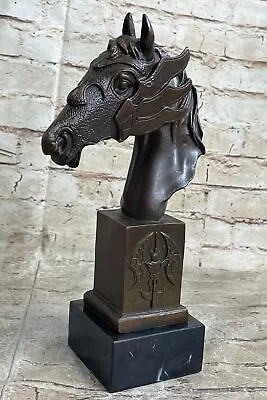 Solid Bronze Milo Horse Head Sculpture Bust Marble Base Art Deco Figurine Statue • $149