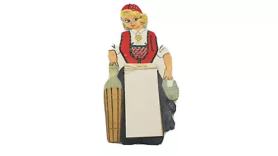 Milkmaid Note Pad Pencil Holder Hardanger Norway Natl Costume Hand Painted Vtg • $31.94