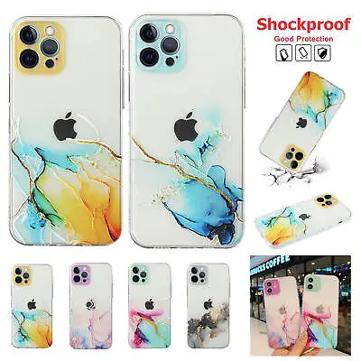 $8.99 • Buy For IPhone 13 12 11 Pro Max XS X XR 8+ 7 Marble Clear Case Shockproof Slim Cover