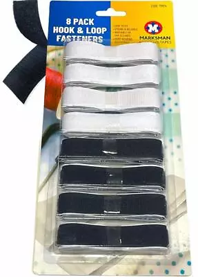 8 Pack SELF ADHESIVE TAPE Hook And Loop Double-Sided Stick On Fastener Strips • £3.99