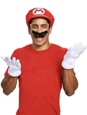 Mario Accessory Kit Adults One Size Fits Most Glove Hat Mustache NEW Disguise • $24.99