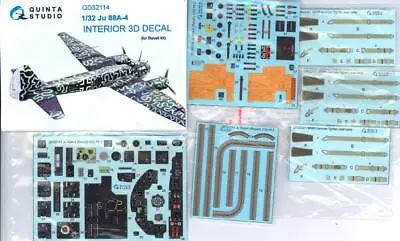 Quinta Studios 1/32 JUNKERS Ju-88A-4 3D DECAL COLORED INTERIOR SET Revell • $63.99