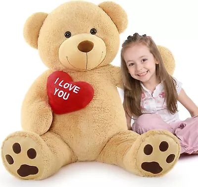 MaoGoLan Giant Teddy Bear 52  Stuffed Animal I Love You Red Heart Big Teddy Bear • $53.79