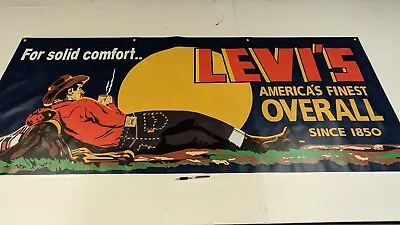 LEVI'S 30's Vintage Style Store Cowboy Promo Banner Display Sign • $89