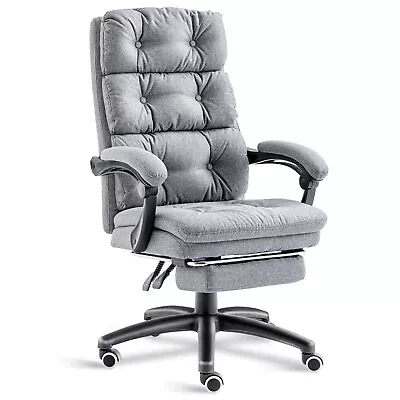 £109.99 • Buy Home Office Chair Recliner Swivel Adjustable Linen Fabric Computer Desk Chair