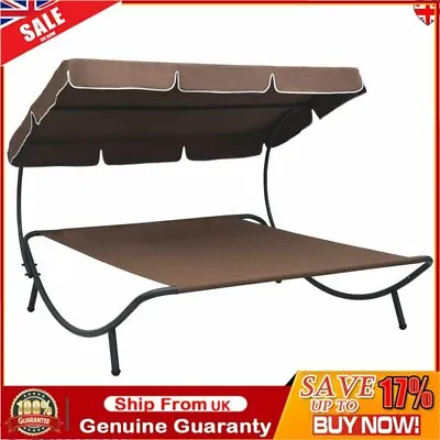 Outdoor Double Lounge Day Bed Garden Patio Canopy Shade Beach Sun Bed Furniture • £133.09