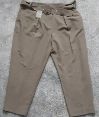 £9.99 • Buy Oasis Khaki Green Peg Leg Belted Trousers Size 18 S. New With Tags. 