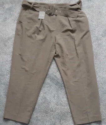 £9.99 • Buy Oasis Khaki Green Peg Leg Belted Trousers Size 18 S. New With Tags. 