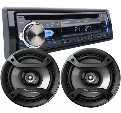 2X Pioneer 6.5  Speakers + Audiotek 1-Din Car Stereo Bluetooth CD AM FM Receiver • $99.99