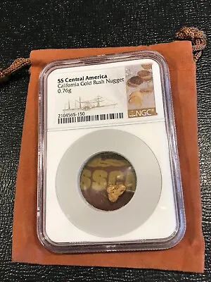 Ngc 0.76 Gram 1857 Ss Central America Shipwreck Of California Gold Rush Nugget-a • $207.99