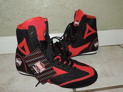 NWT New No Box Amber Professional Boxing Gear Shoes Sz 8 Mens Red Black High • $38.99