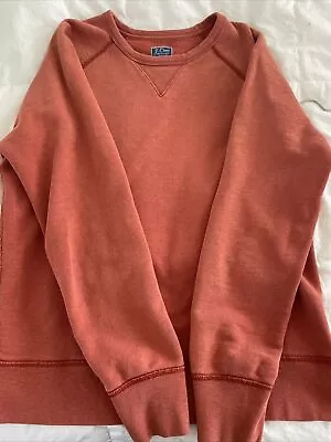 J Crew  Mens Medium Orange Vintage Fleece Crew Neck Pullover Sweatshirt • $10