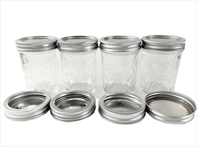 $11.85 • Buy Ball Mason Jelly Jars 8 Oz. Quilted Style Reg. Mouth-Set Of 4-with 4 Extra Lids