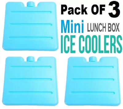 3Pcs Mini Reusable Freezer Ice Blocks Brick Cooler Bag Box Travel Picnic Lunch • £3.29