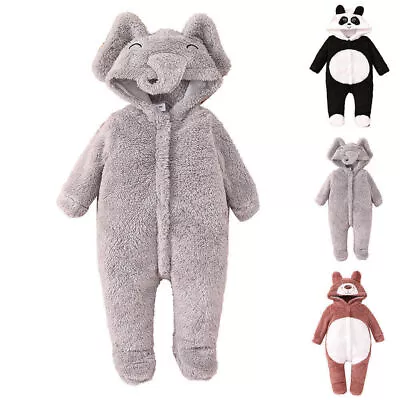 Newborn Baby Boy Girl Kid's Elephant Panda Bear Hooded Romper Jumpsuit Bodysuits • $24.69