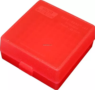 MTM Flip-Top Ammo Box 17HMR/.22MAG 100 Rounds Clear Red P-100-22M-29 • $7.61