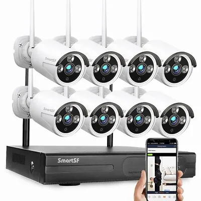 8CH 2MP Outdoor Wireless Security Camera System H.265+ CCTV Wifi NVR Kit IR-cut • $197.10