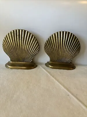 Vintage Solid Brass Scallop Seashell Bookend Nautical Beach Andrea By Sadek 5  • $20