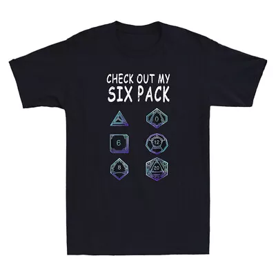 Check Out My Six Pack Dice For Dragons D20 RPG Gamer Funny Vintage Men's T-Shirt • $17.99