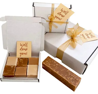 'WELL DONE!' Gift Box With Handmade Fudge. 2 Sizes. Various Flavours • £4.99