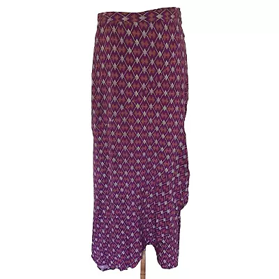 Tigerlily Womens Long Wrap Maxi Skirt Diamond Print Skirt Size 6 Purple Boho • $49.95